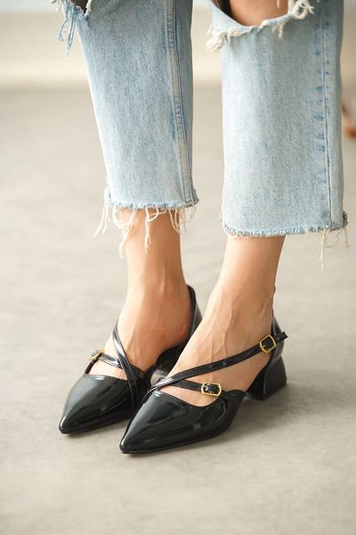 GOFFSHOES Pantofi de damă Pier cu toc mic - negru-patentat