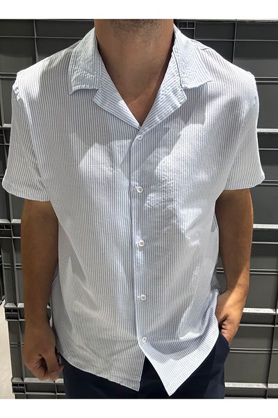 King Brothers Ανδρικό πουκάμισο Oversize - Κοντό μανίκι, ύφασμα κηρήθρας