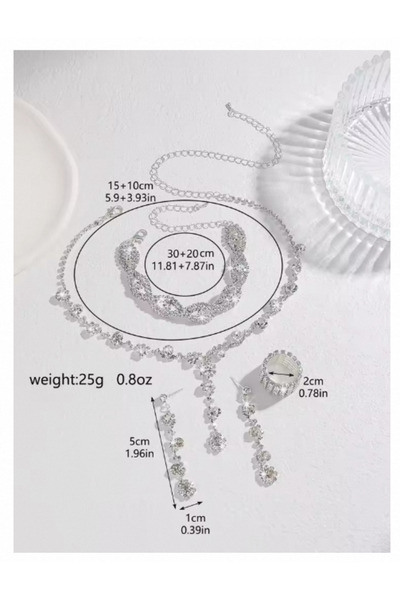 Choice Silvery 4pc Women's Fashion Copper Claw Chain Sunflower Necklace Earrings Bracelet Jewelry