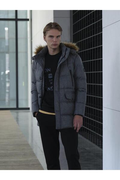 NCS Men's Coat Hooded Thermo Filled Water and Wind Repellent S Slim Fit Coat Jeans 4991