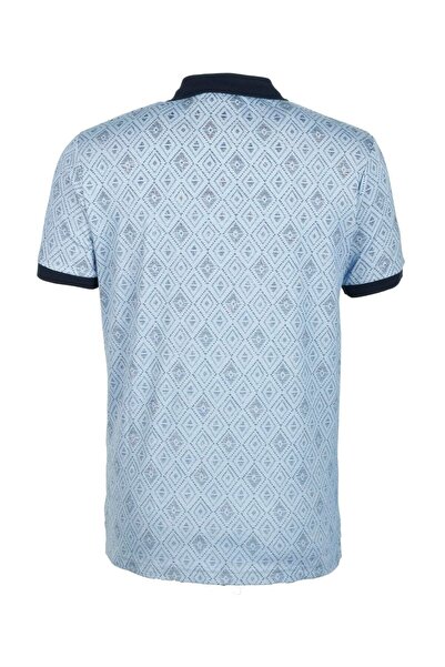 NCS Men's Polo Neck T-Shirt Patterned Blue 100% Cotton Slim Fit T-Shirt Jeans 1989