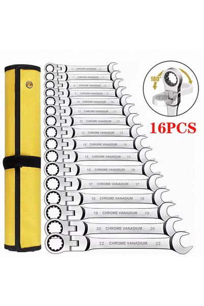 Choice 6pcs Ratcheting Combination Wrench Set, 6-23mm Metric Flex Head Ratcheting Wrench, Chrome Vanadium S