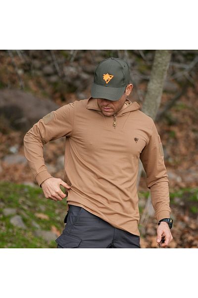 Wolftrap Tactical Khaki Ripstop Hat with Orange Wolf Logo