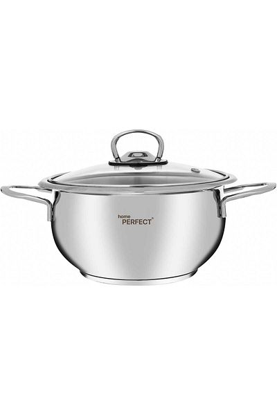 Alsaif Gallery Turkish Silver Steel Cookware Set With Glass Lid, 6 Pieces (14*16*18 Cm)