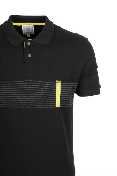 NCS Men's Polo Neck T-Shirt Printed Black 100% Cotton Slim Fit T-Shirt Jeans 1124
