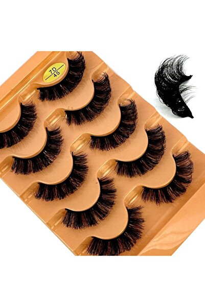 HBZGTLAD 5 أزواج رموش عين القطة 7D45 رموش صناعية طبيعية ثلاثية الأبعاد D تجعي...