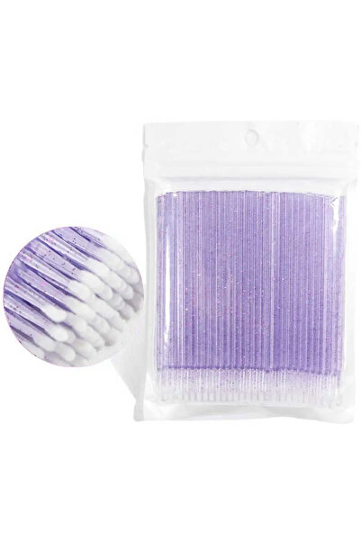 Choice مجموعة من 100 قطعة من أعواد القطن الأرجوانية B، فرشاة دقيقة لتطبيق الرموش، مناسبة لتطويل الرموش وإزالة الشعر الزائد.