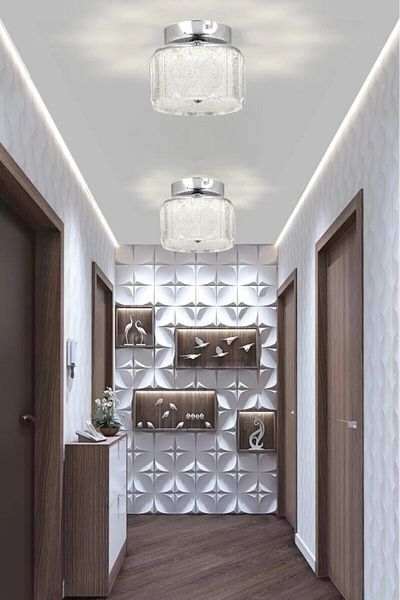 ESSLİGHT Mercan Single Plafonier Led Chandelier with Candy Glass and 3 Color Light Modes (White Yellow Daylight) Entrance Hall