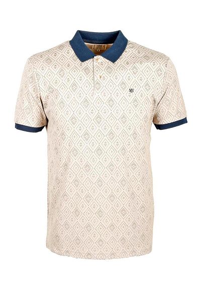 NCS Men's Polo Neck T-Shirt Patterned Stone 100% Cotton Slim Fit T-Shirt Jeans 1989