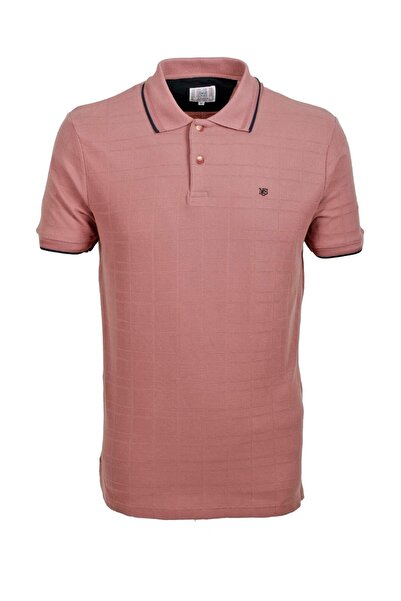NCS Erkek Polo Yaka Tişört Dokulu Gül Kurusu %100 Pamuk Slim Fit T-shirt Jean...