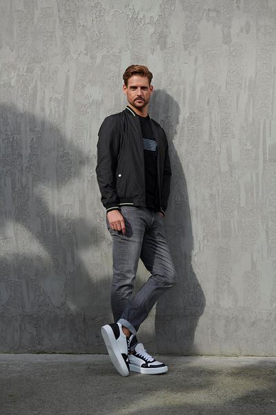 NCS / Men's Black Ribbed Bomber Jacket Jeans 4986