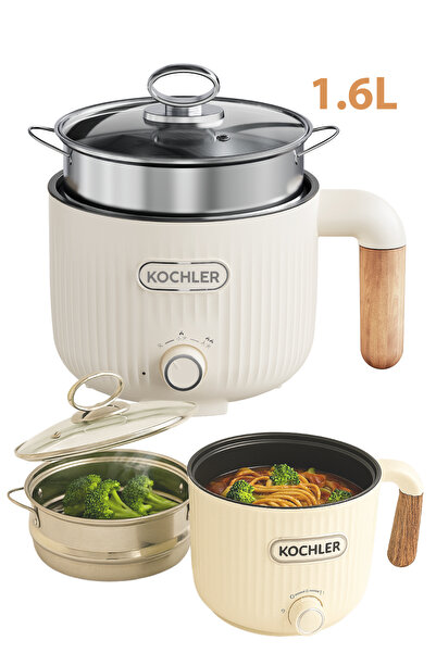 kochler Çok Amaçlı Elektrikli Tencere | 600W | 1.6L | Buharlı ve Yağda Pişirm...