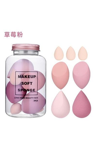Choice Pink 7pcs Drifting Bottle Beauty Egg Dry And Wet Dual-purpose No Powder Makeup Egg Sponge Powder Puf
