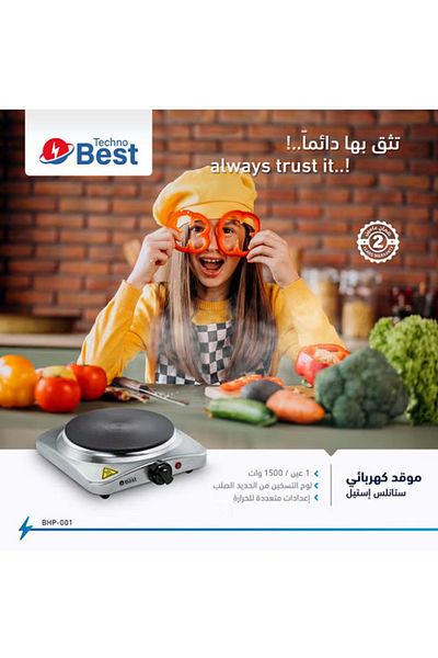 Techno Best Stainless Steel Hot Plate BHP-001 Silver