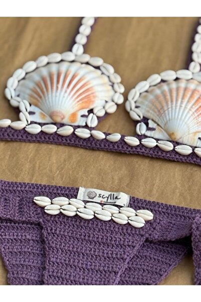 scyllastore Σετ μπικίνι Nora χειροποίητο με φυσικό πλέγμα με κοχύλια θάλασσας