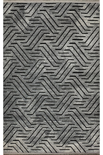 Halıstores Dream Yumuşak Dokulu Antrasit Etnik Desenli Yıkanabilir Iskandinav...