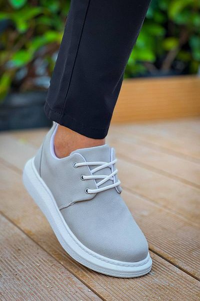 Kuback Kb-003 Γκρι Suede Lace-up Casual Ανδρικά Παπούτσια