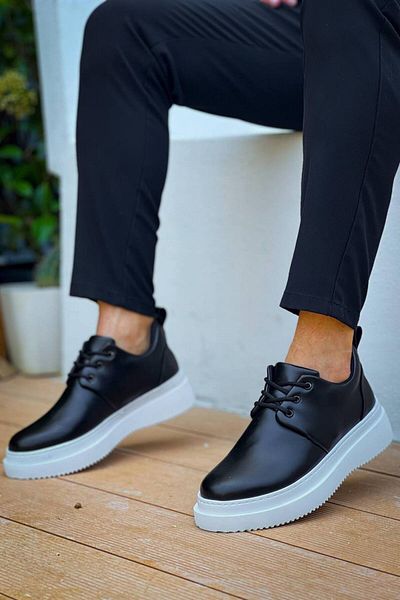 Kuback Kb-x3 Μαύρα δερμάτινα ανδρικά παπούτσια casual με κορδόνια