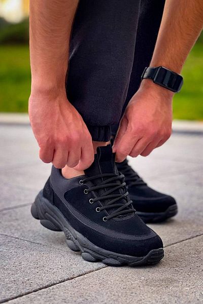 Kuback KB-707 Kuback Μαύρο Suede Μαύρο Ψηλή σόλα με κορδόνια Casual Ανδρικά παπούτσια