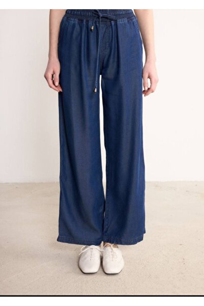 My Magazin İnce Taşlaşmış Bol Paça Kot Pantolon