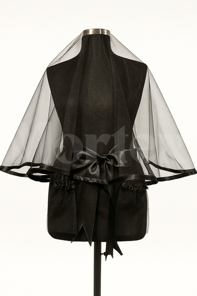 Mortex Siyah Biyeli Gelin Seti – Kına Gecesi, Düğün, Nikah İçin Duvak Kuşak E...