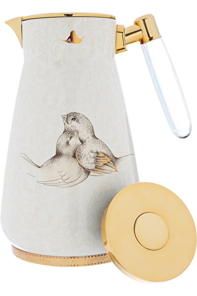 Alsaif Gallery Two-Piece Gold Pearl Peacock Thermos Set