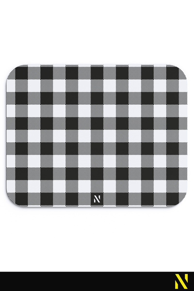 nilizma Mousepad ergonomic cu model în carouri alb-negru, cu bază anti-alunecare, pentru uz casnic și la birou.