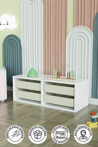 Hediyeler Kapında 4 Sepetli "Meluki" Çok Amaçlı Oyuncak Dolabı Mutfak Banyo K...