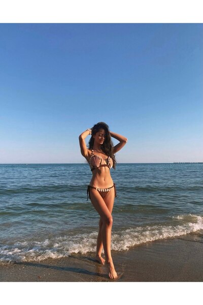 scyllastore Nora El Yapımı Doğal Deniz Kabuklu Ayarlanabilir Örgü Bikini Takımı