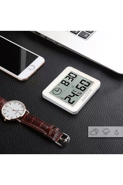 JustZEN Termometru și higrometru de cameră JustZen™ XT52, ecran LCD, alb profesional