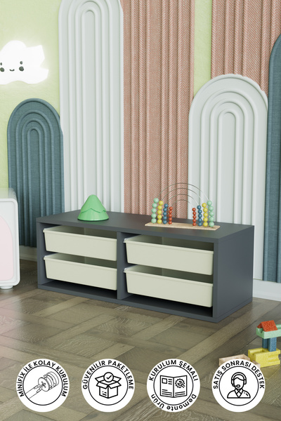 Hediyeler Kapında 4 Sepetli "Meluki" Çok Amaçlı Oyuncak Dolabı Mutfak Banyo K...