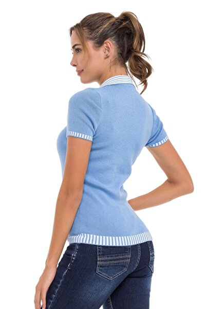 Cipo & Baxx Γυναικείο μπλουζάκι πλεκτό με λαιμόκοψη WT354