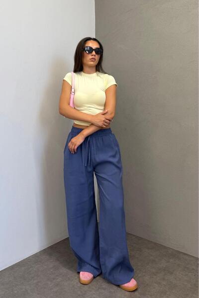 Madmext İndigo Geniş Paça Kadın Pantolon MG1982