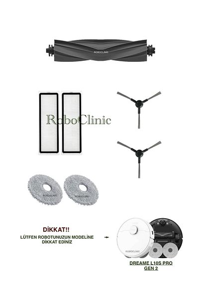 Roboclinic Dreame L10S Pro Gen 2 Robot Vacuum Cleaner Compatible Brush, Hepa Filter, Mop Set-7 Pieces