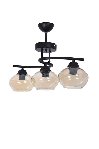 Modavize Fuji Modern Decorative Living Room - Kitchen - Bedroom Black Color Honey Glass 3-Piece Chandelier