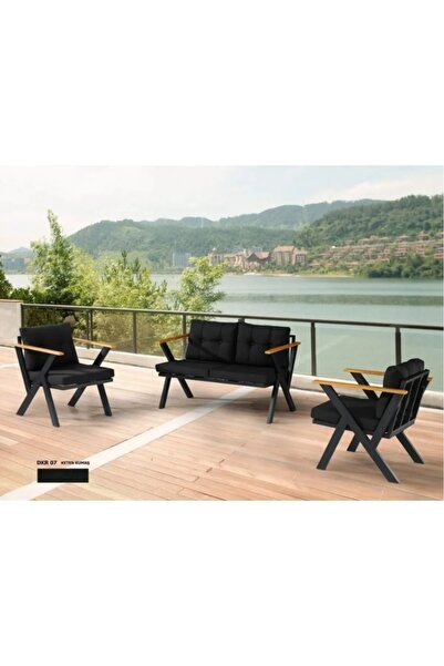 Dekoroom's Zeta 2 1 1 Pofuduk Balkon Takımı, Bahçe Mobilyası, Çay Seti, Kafe ...