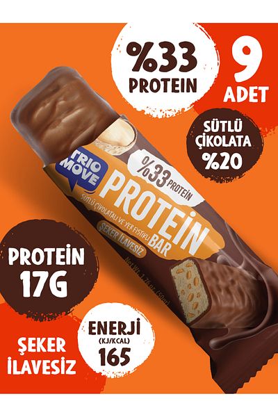 TrioMove Protein Bar - Peanut and Milk Chocolate, 33% Protein, 50 g X 9 Units