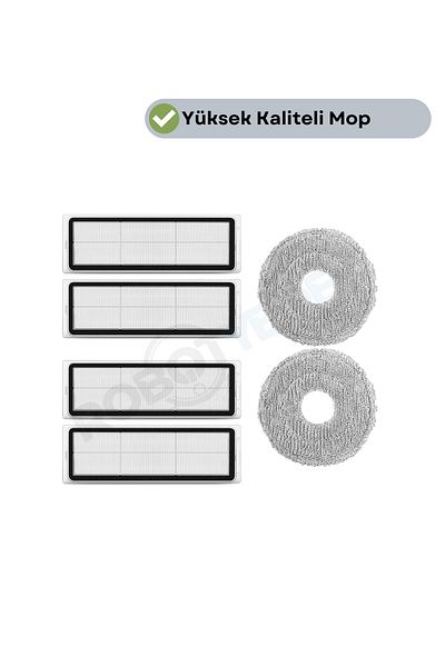 robotyedek Dreame L10S Pro Gen 2 Compatible Replacement Hepa Filter and Mop-6 Pieces
