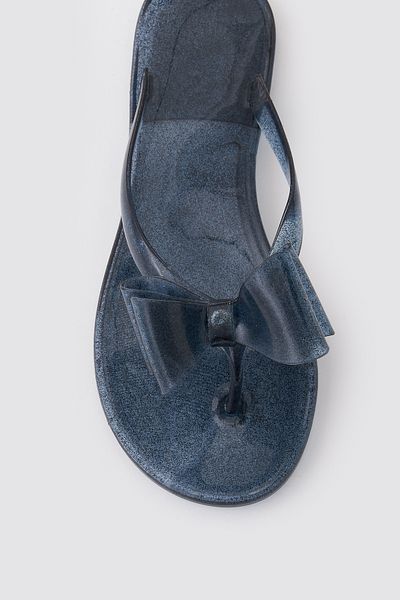 OZYO Gloria Silvery Black Beach Slippers
