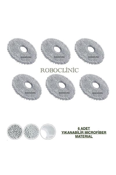 Roboclinic Dreame L10S Pro Gen 2 Robot Vacuum Cleaner Compatible Washable Microfiber Mop-6 Pieces