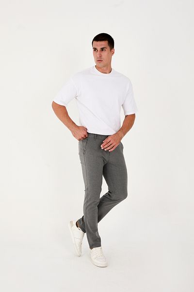 BROCARD Ανδρικό Slimfit Jogger - Ημιελαστική μέση, Παντελόνι από Σκούρο Γκρι Ύφασμα