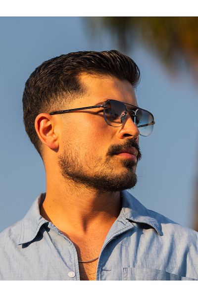 Angel Eyes Unisex Sunglasses |   Rectangle Design, Dark Gray Metal Frame |   Dark Blue Glass |   Db1078/S David Bckhm