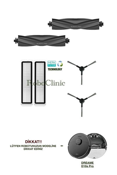 Roboclinic Perie de schimb compatibilă Dreame D10s Pro, set de filtre Hepa-6 bucăți