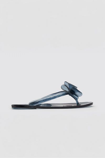 OZYO Gloria Silvery Black Beach Slippers