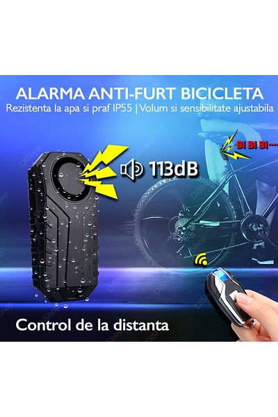 JustZEN Anti-Theft Alarm for Bicycles and Motorcycles 113 Db Adjustable Vibration Sensor, Waterproof