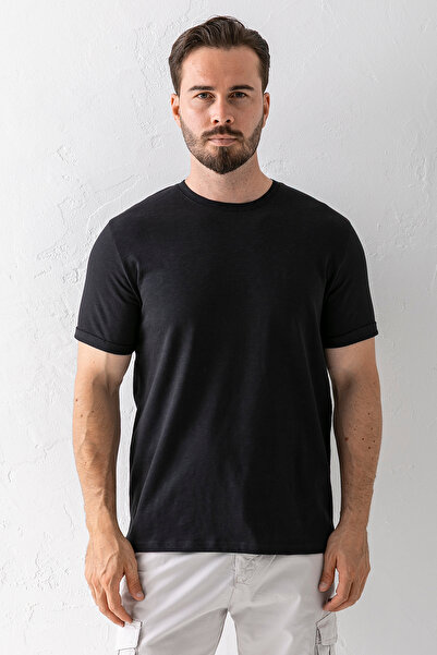 JB John Borners Мъжка тениска с кръгло деколте, черна, 100% памук - 25Y 2735