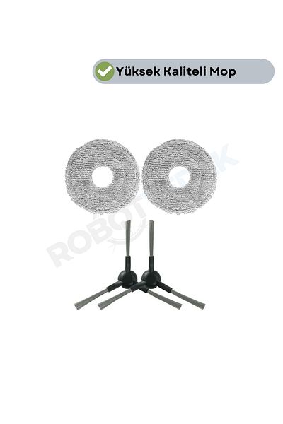 robotyedek Dreame L10S Pro Gen 2 Compatible Replacement Mop and Side Brush-4 Pieces