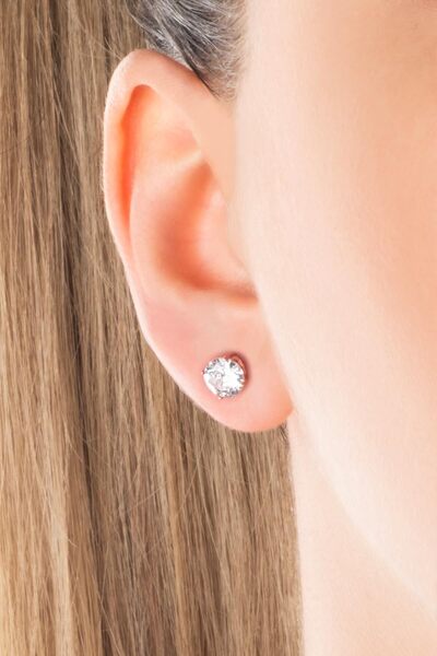 So CHIC... 18 Ayar Rose Altın Kaplama Gümüş 8 MM TekTaş Küpe