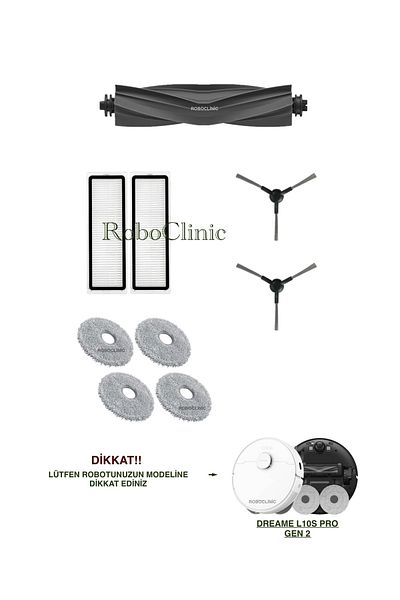 Roboclinic Dreame L10S Pro Gen 2 Robot Vacuum Cleaner Compatible Brush, Hepa Filter, Mop Set-9 Pieces