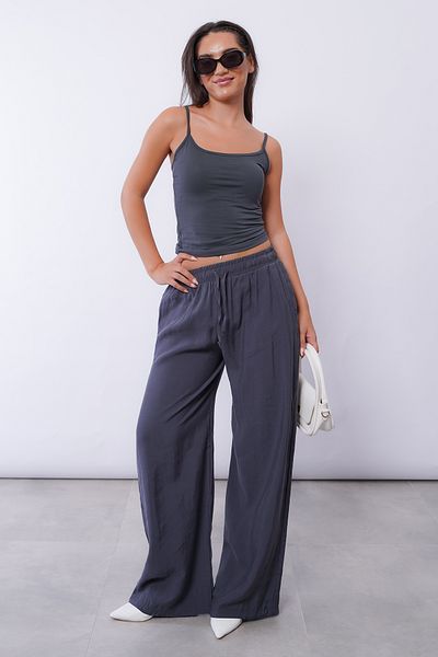 Madmext Anthracite Wide Leg Women's Trousers Mg1982